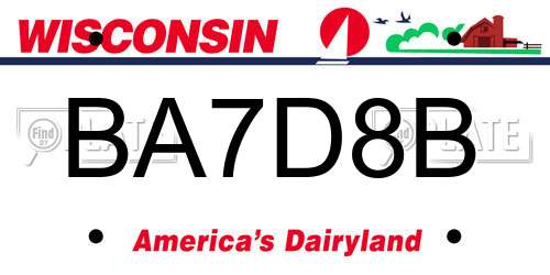 BA7D8B Wisconsin License Plate