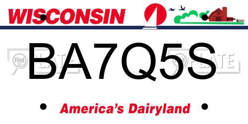 BA7Q5S Wisconsin License Plate