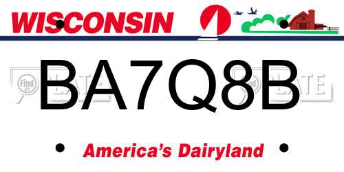 BA7Q8B Wisconsin License Plate