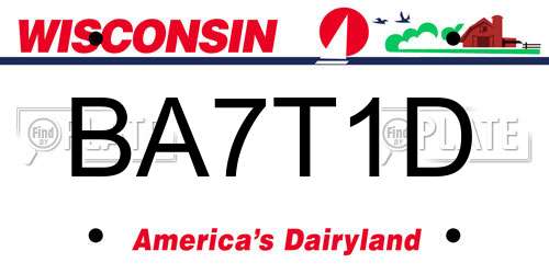 BA7T1D Wisconsin License Plate