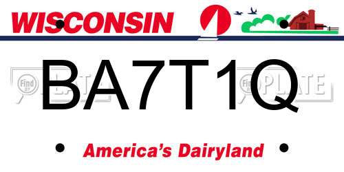 BA7T1Q Wisconsin License Plate