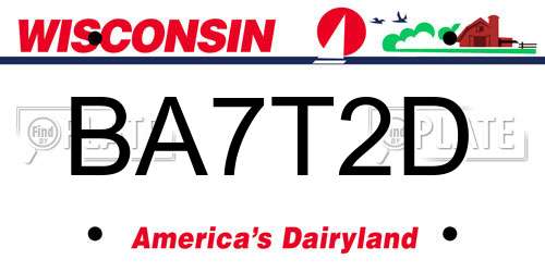 BA7T2D Wisconsin License Plate