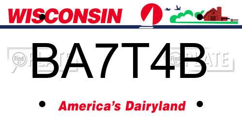 BA7T4B Wisconsin License Plate