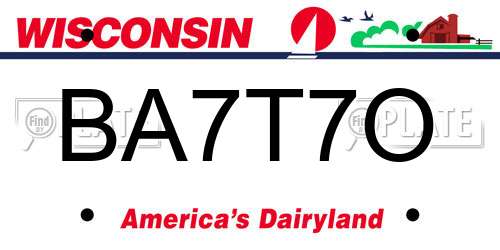 BA7T7O Wisconsin License Plate