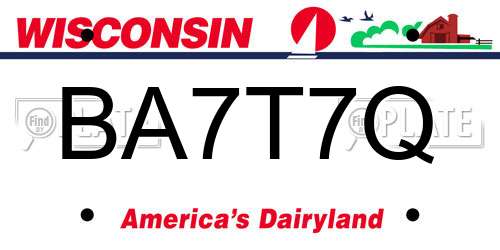 BA7T7Q Wisconsin License Plate