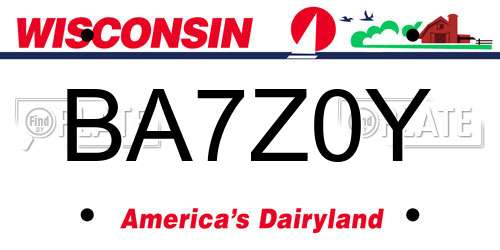 BA7Z0Y Wisconsin License Plate