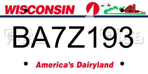 BA7Z193 Wisconsin License Plate