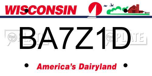 BA7Z1D Wisconsin License Plate