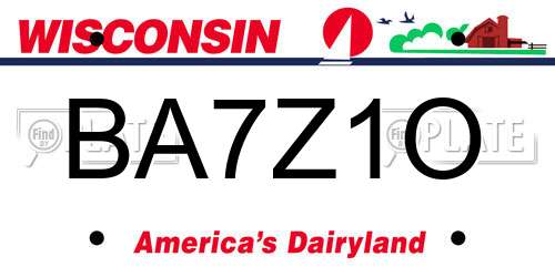 BA7Z1O Wisconsin License Plate