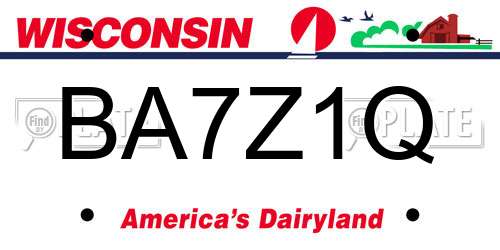 BA7Z1Q Wisconsin License Plate