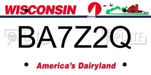 BA7Z2Q Wisconsin License Plate