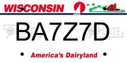 BA7Z7D Wisconsin License Plate