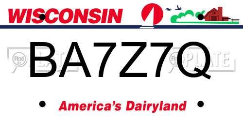 BA7Z7Q Wisconsin License Plate