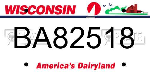 BA82518 Wisconsin License Plate