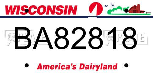 BA82818 Wisconsin License Plate