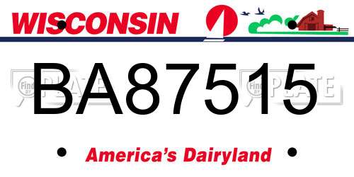BA87515 Wisconsin License Plate