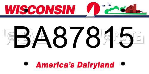 BA87815 Wisconsin License Plate