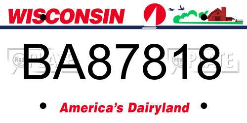 BA87818 Wisconsin License Plate