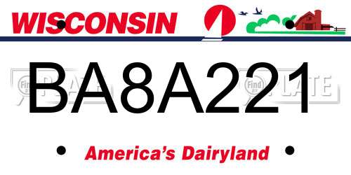 BA8A221 Wisconsin License Plate