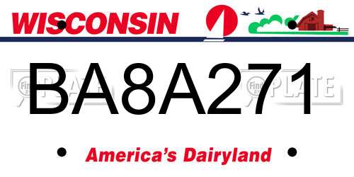 BA8A271 Wisconsin License Plate