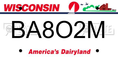BA8O2M Wisconsin License Plate