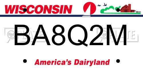 BA8Q2M Wisconsin License Plate