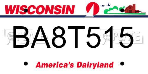 BA8T515 Wisconsin License Plate