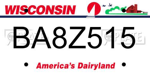 BA8Z515 Wisconsin License Plate
