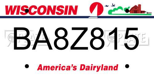 BA8Z815 Wisconsin License Plate