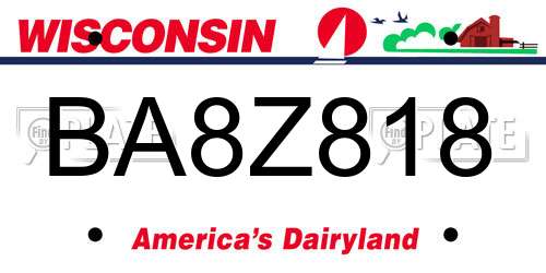 BA8Z818 Wisconsin License Plate
