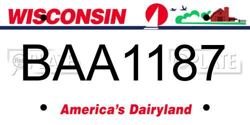 BAA1187 Wisconsin License Plate