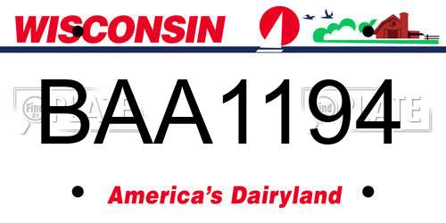 BAA1194 Wisconsin License Plate