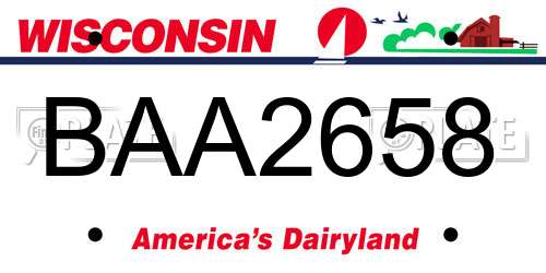 BAA2658 Wisconsin License Plate