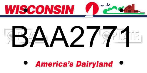 BAA2771 Wisconsin License Plate