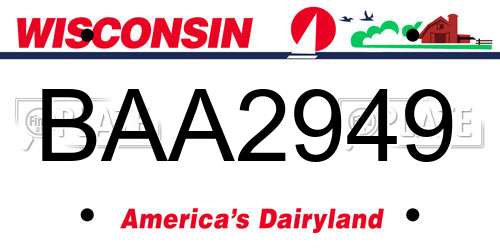 BAA2949 Wisconsin License Plate