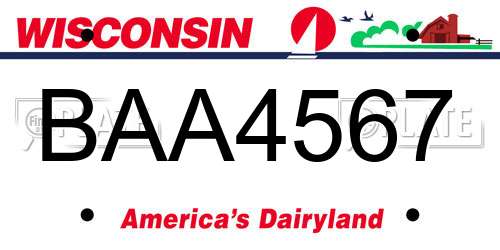 BAA4567 Wisconsin License Plate