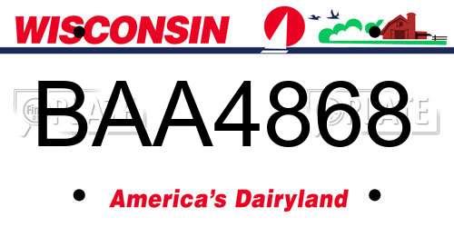 BAA4868 Wisconsin License Plate