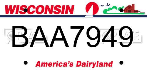 BAA7949 Wisconsin License Plate