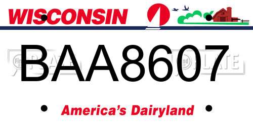 BAA8607 Wisconsin License Plate