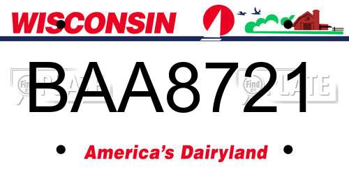 BAA8721 Wisconsin License Plate