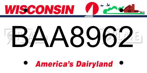 BAA8962 Wisconsin License Plate