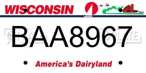 BAA8967 Wisconsin License Plate