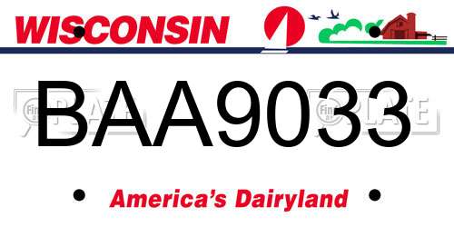 BAA9033 Wisconsin License Plate