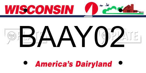 BAAY02 Wisconsin License Plate
