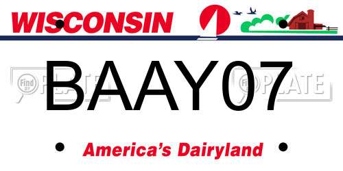 BAAY07 Wisconsin License Plate