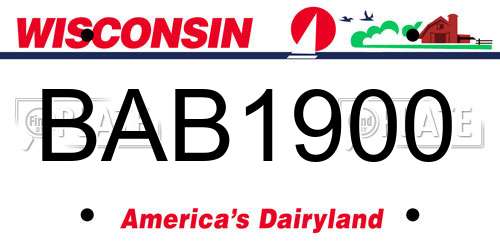 BAB1900 Wisconsin License Plate