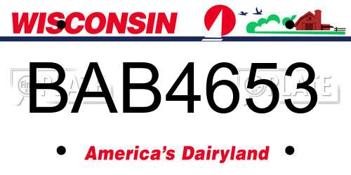 BAB4653 Wisconsin License Plate