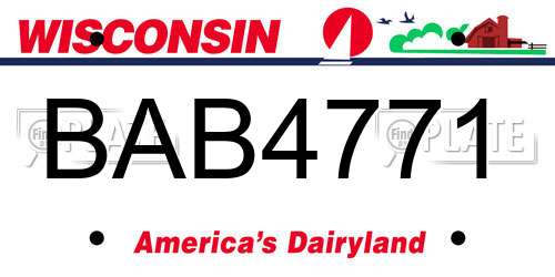 BAB4771 Wisconsin License Plate