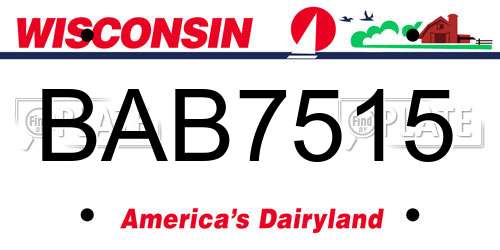 BAB7515 Wisconsin License Plate