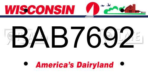 BAB7692 Wisconsin License Plate